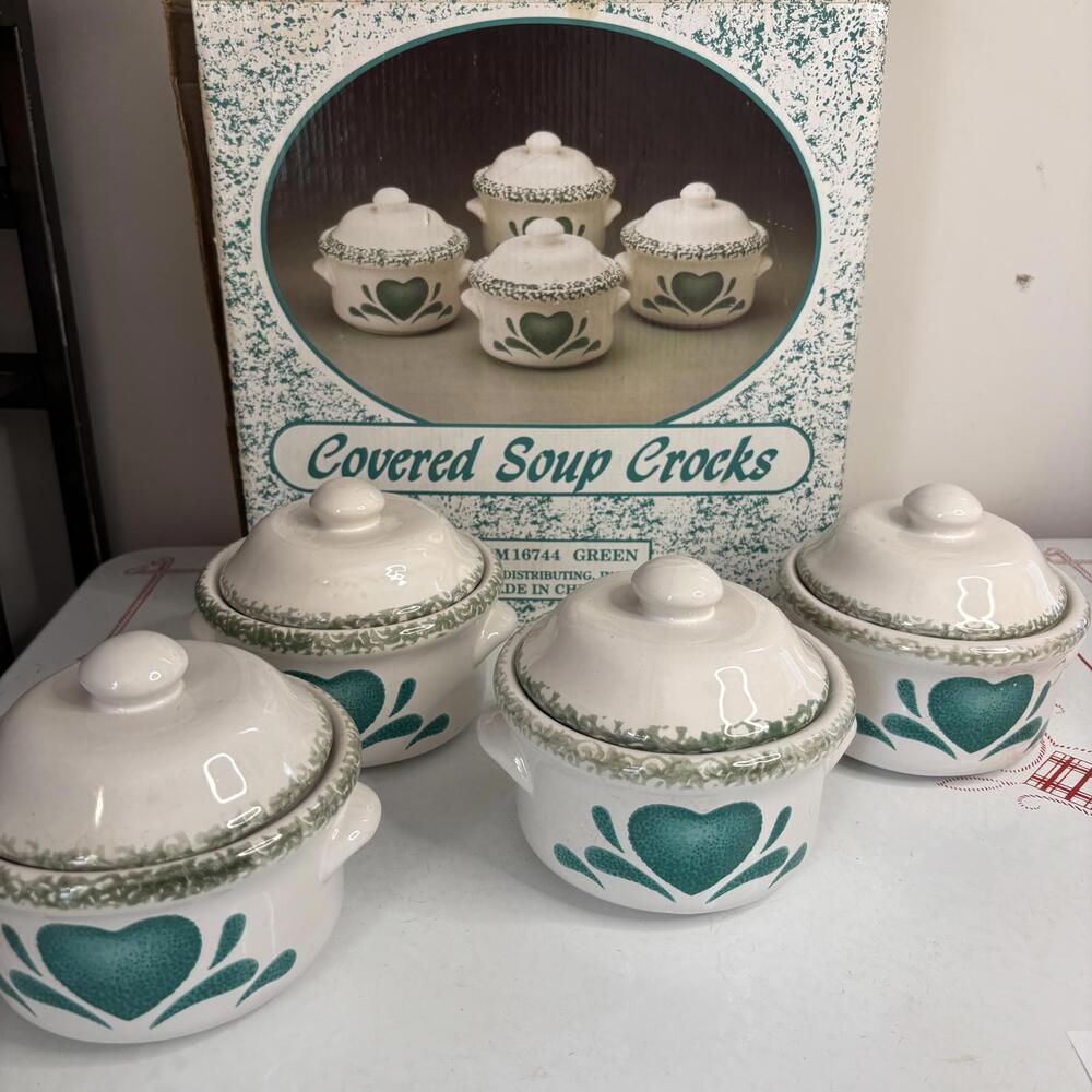 Vtg 90s new old stock soup crock set of 4
